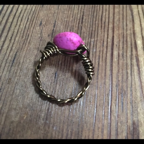 Ladies Pink Wire Wrap Heart Ring,  Handmade Ladies Jewelry,  Ladies Fashion Ring - Picture 2 of 6